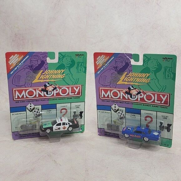 2 Johnny Lightning Monopoly Park Place Pontiac Tempest/Police 1:64 Diecast Cars - Picture 1 of 5